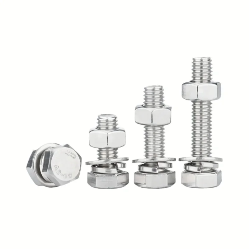 304 Edelstahl Sechskantschrauben-, Muttern- und Unterlegscheiben-Set M10 M12 M14 M16 Sechskant-Befestigungssatz – Detail 3