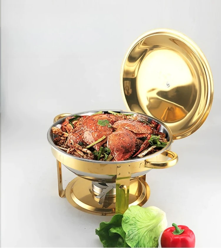 For Detachable Stainless Steel Chafing Dish, Round Visible High-Leg Buffet Warmer for Restaurant