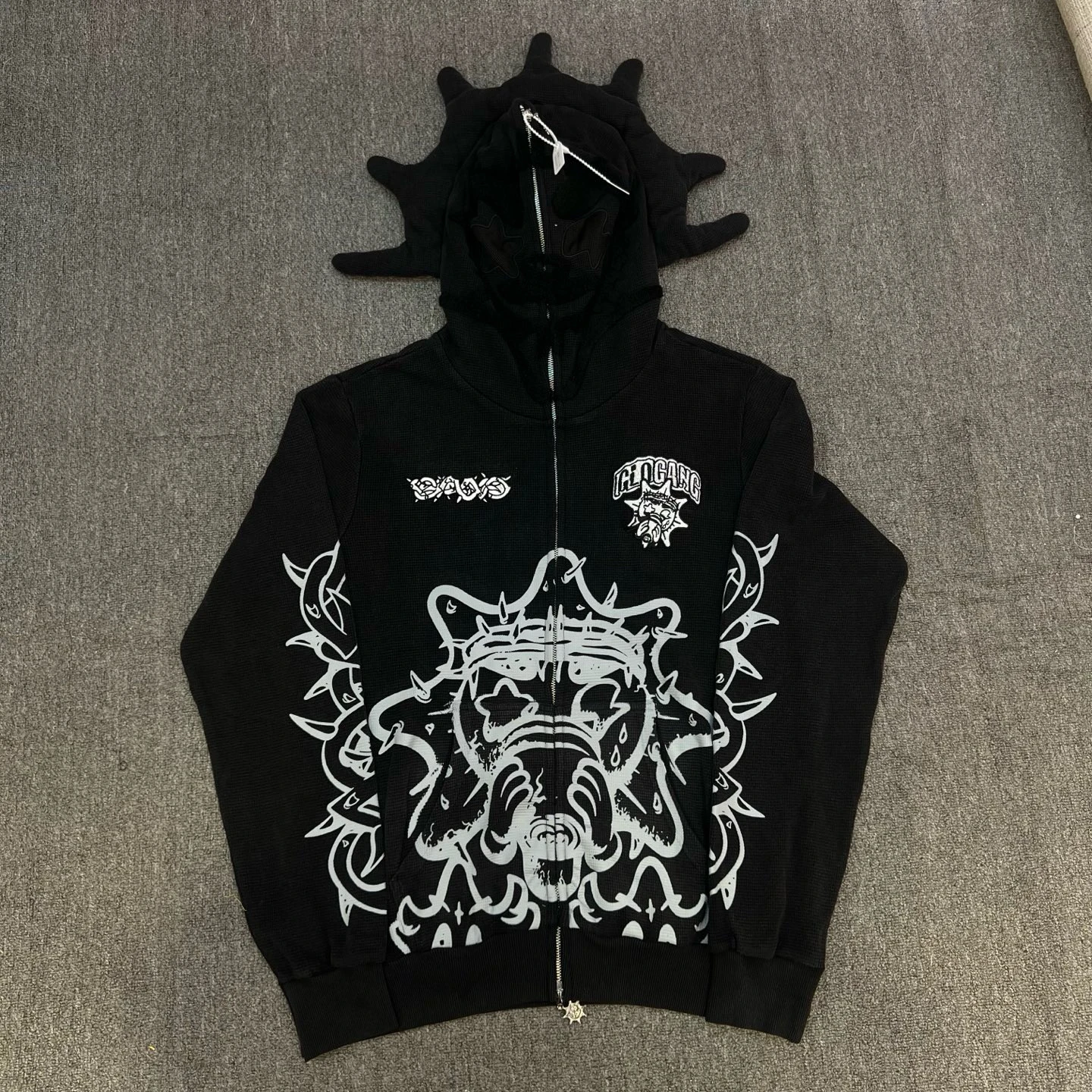 

Casual Cartoon Printed Hoodie Sweatirt Eroded Thermal Streetwear for Young Men Spring Autumn Winter Loose Fit Long Sve