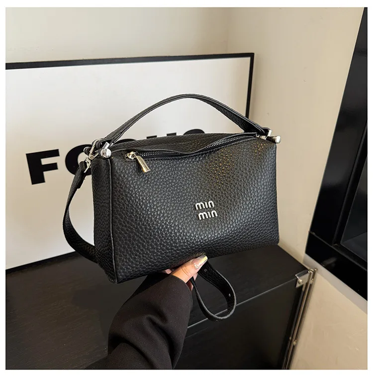 

Pebbled Leather Pillow Shoulder Bag for Women - Textured Everyday Crossbody Purse, Niche Design, Chic Office Commuter Bag