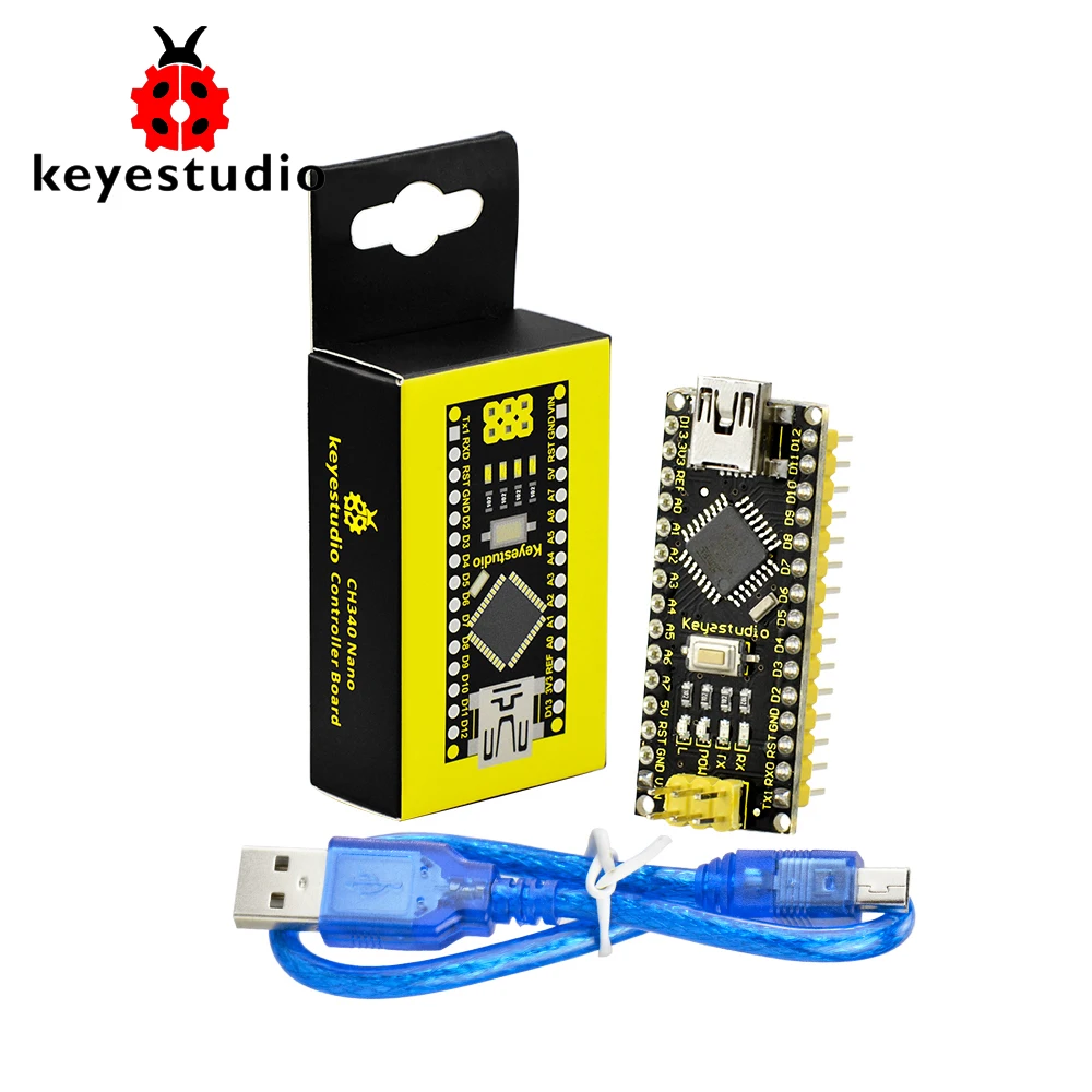 Keyestudio Atmega328p-au CH340 Nano Controller Board + USB cable For Arduino DIY Programing Chip CH340G