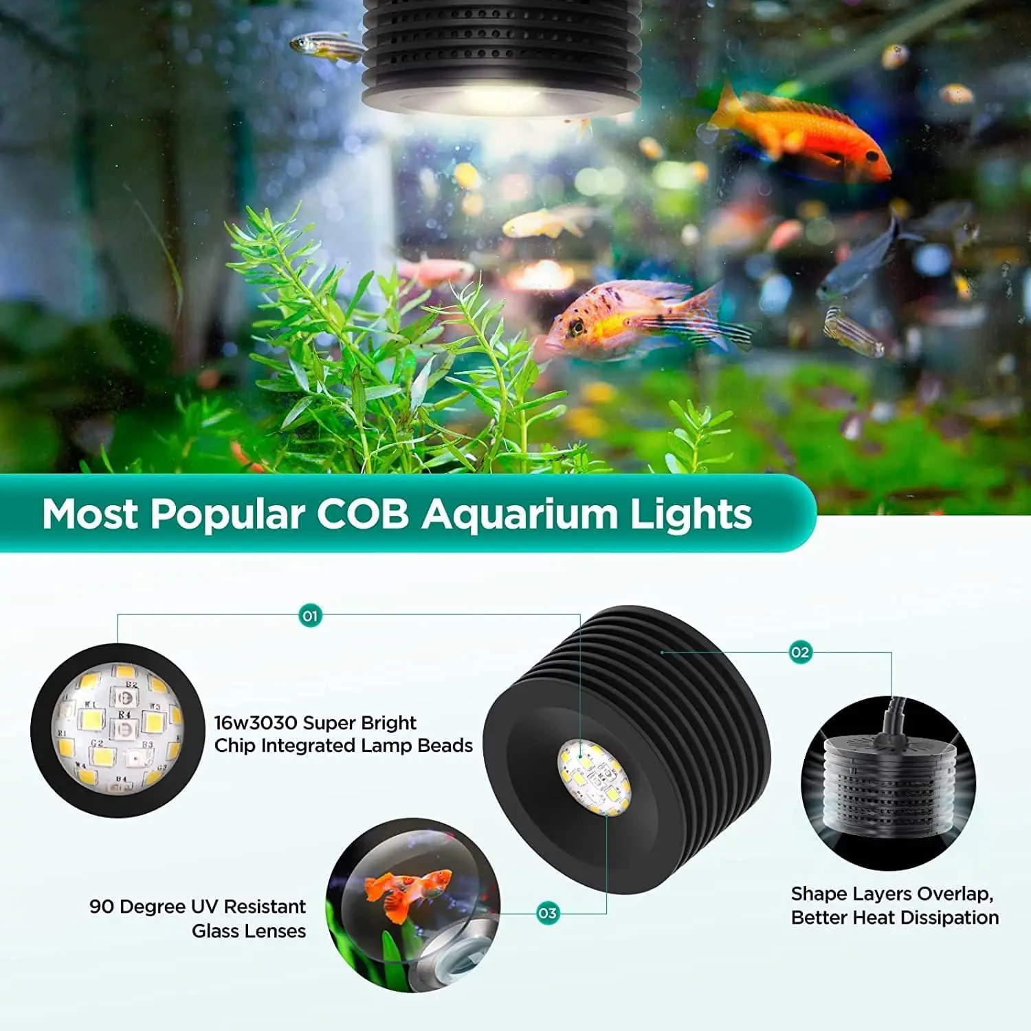

Full Spectrum Aquarium Light, 4 Channels Remote Control，Adjustable Gooseneck Freshwater Super Bright Fish Tank Light
