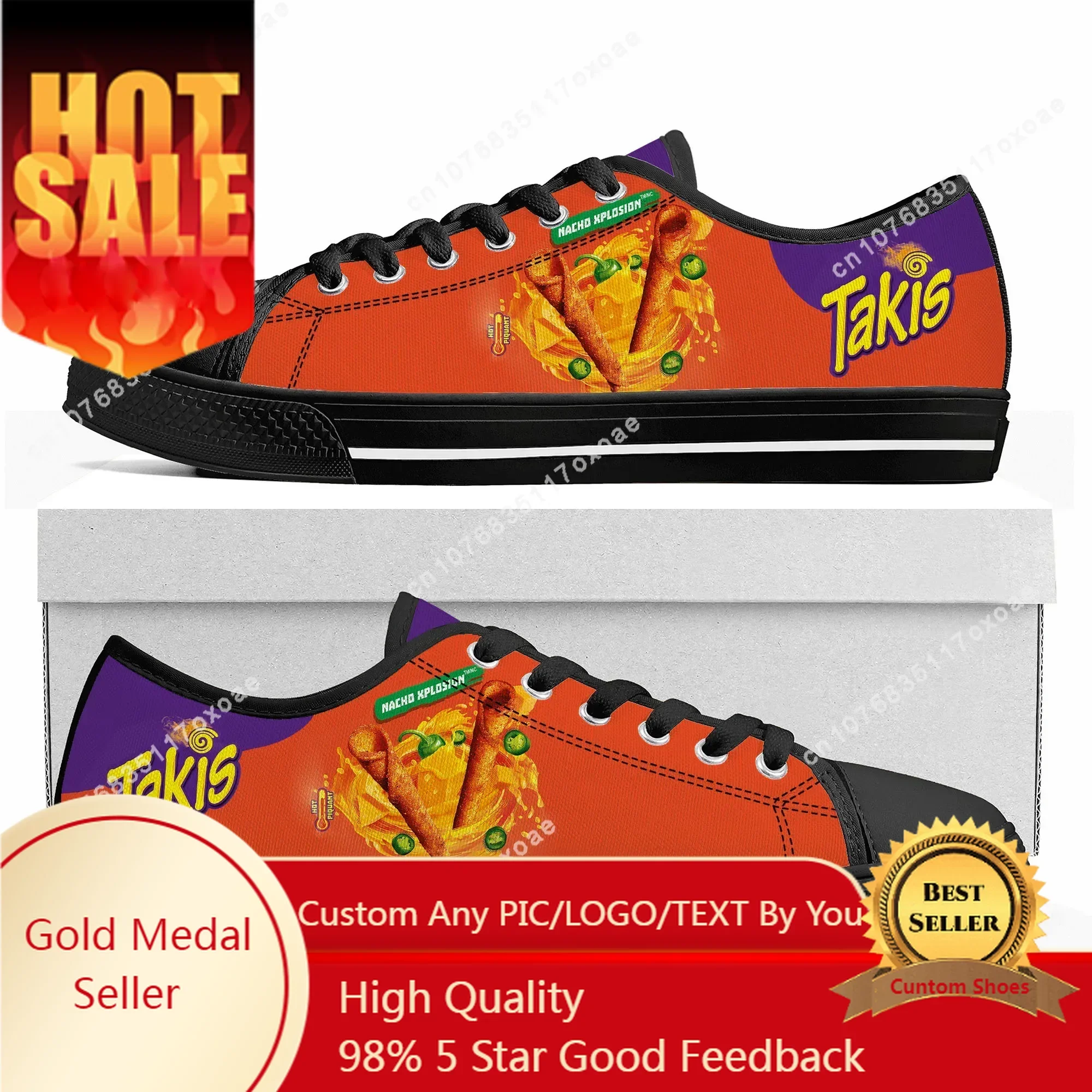 

Funny Chips Takis Food Snack Low Top Sneakers Mens Womens Teenager High Quality Canvas Sneaker couple Casual Shoes Custom Shoe