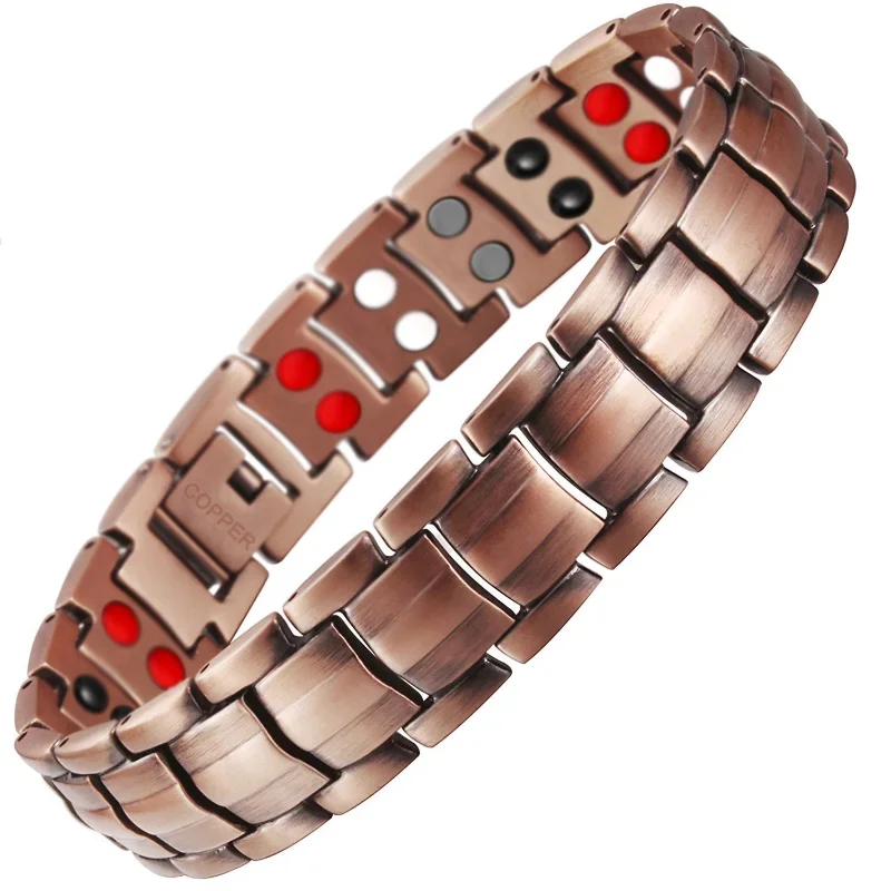 Men Women\'s Copper Color Bracelet Health Energy Germanium Magnetic Bracelet Retro Holographic Chain Bracelet Women\'s Arthritis