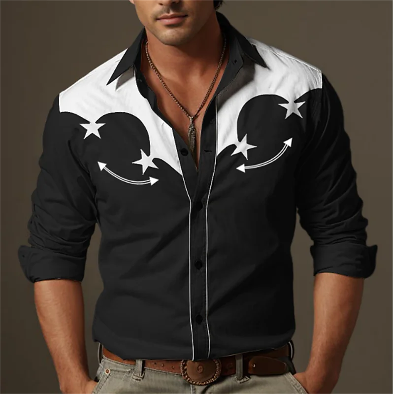 Shirt Men's Western Tribal Ethnic Style Multi-Style Star Color High-Definition Printing Soft And Comfortable Top New Large Size