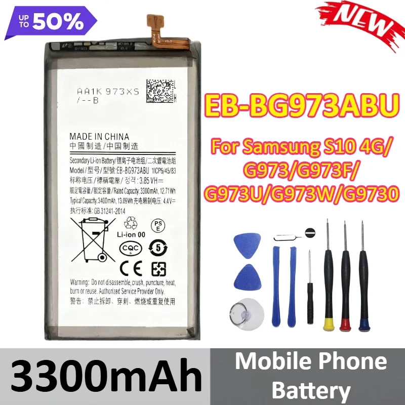 [EB‑BG973ABU] for Samsung S10 4G/G973/G973F/G973U/G973W/G9730 Mobile Phone Battery 3300mAh +Tools