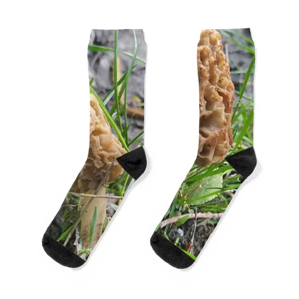 Forest Morel Mushroom Socks Heating sock bright garter Stockings man Men's Socks Women's