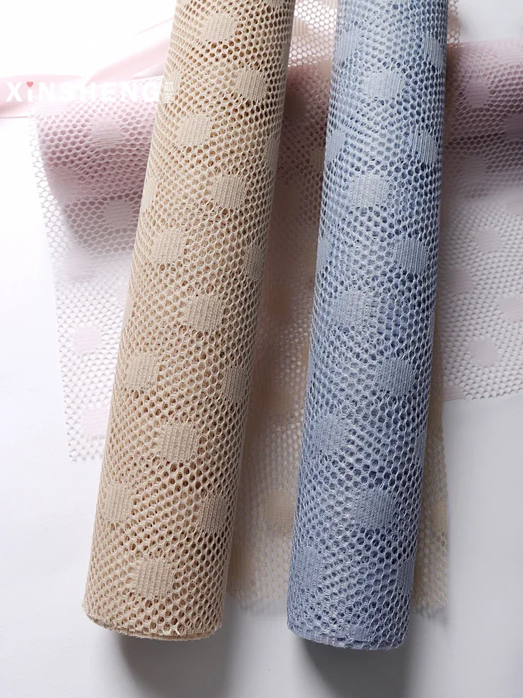 50 cm * 5 yards Roll Mesh Half Clear Bloem Inpakpapier Gaas Stippen Boeket Verpakking Garens Bloemist Materialen Bruiloft Holle Garen