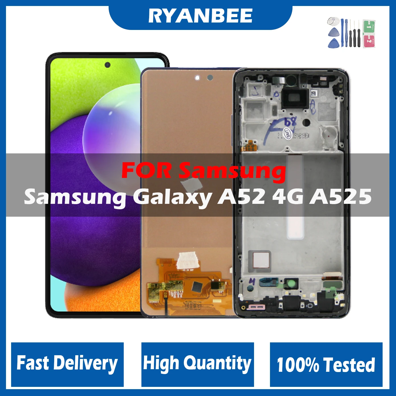 

100% Tested A525 LCD For Samsung Galaxy A52 4G LCD Display Touch Screen Digitizer Parts For Samsung A525 SM-A525F SM-A525F/DS