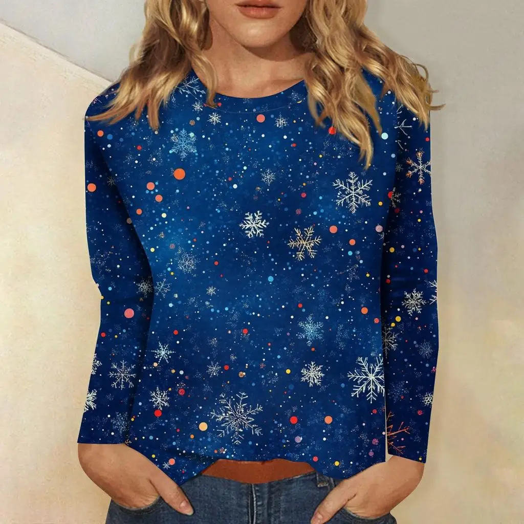 Christmas Women Sweatshirt Designer Round Neck Long Sleeve Loose Casual Autumn Christmas Tree Cat Fun Graphic Print Top