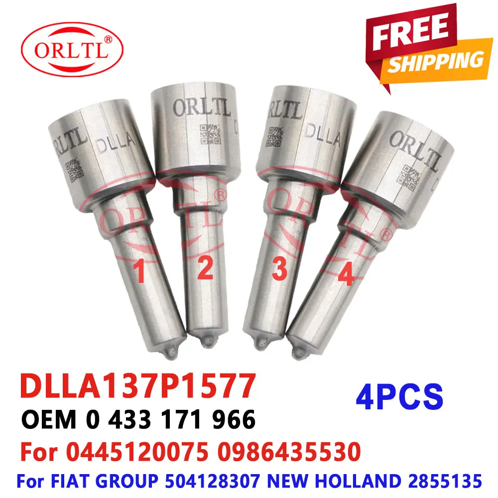 4 PCS Common Rail Injector DLLA137P1577 (0433 171 966) Diesel Nozzle DLLA 137P 1577, DLLA 137 P1577 For NEW HOLLAND 0445120075