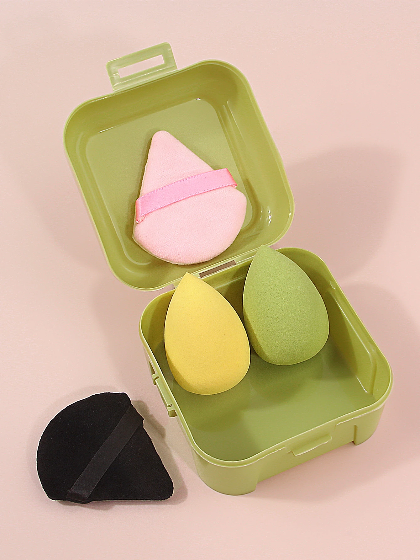 4 قطع من خلاط التجميل فائق النعومة متعدد الألوان ومجموعة منتفخة مسحوق مثلثة مع صندوق تخزين - أدوات إسفنجية تجميل رطبة/جافة ذات الاستخدام المزدوج #3