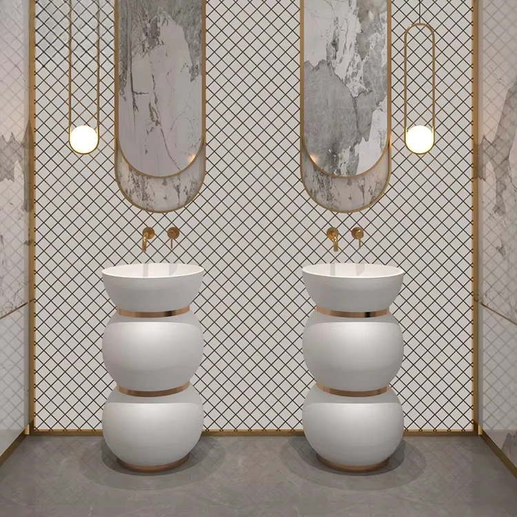 

Integrated floor-to-ceiling bathroom sink washbasin Creative Art Hotel pillar washbasin