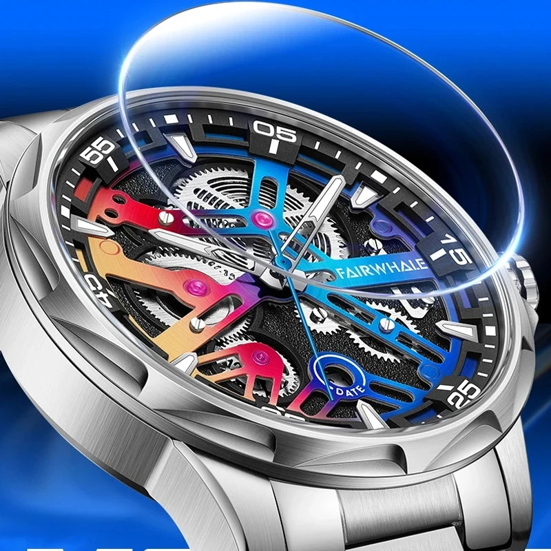 Orologi da uomo di marca Fairwhale Orologio meccanico di lusso in acciaio inossidabile di alta qualità per uomo Orologi automatici con calendario impermeabile