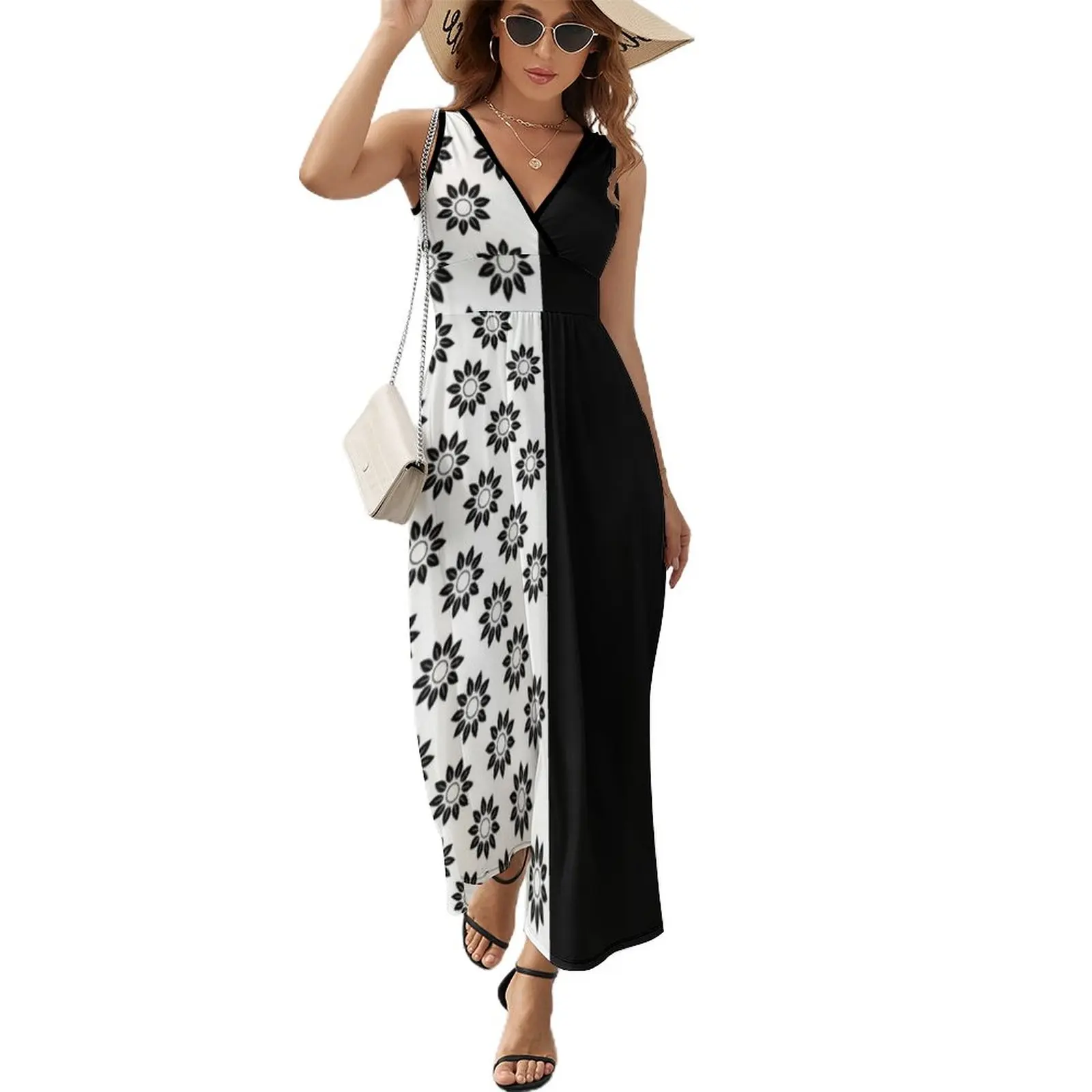 

Style Black and White Sleeveless Dress women's evening dress 2024 Bridesmaid dress woman