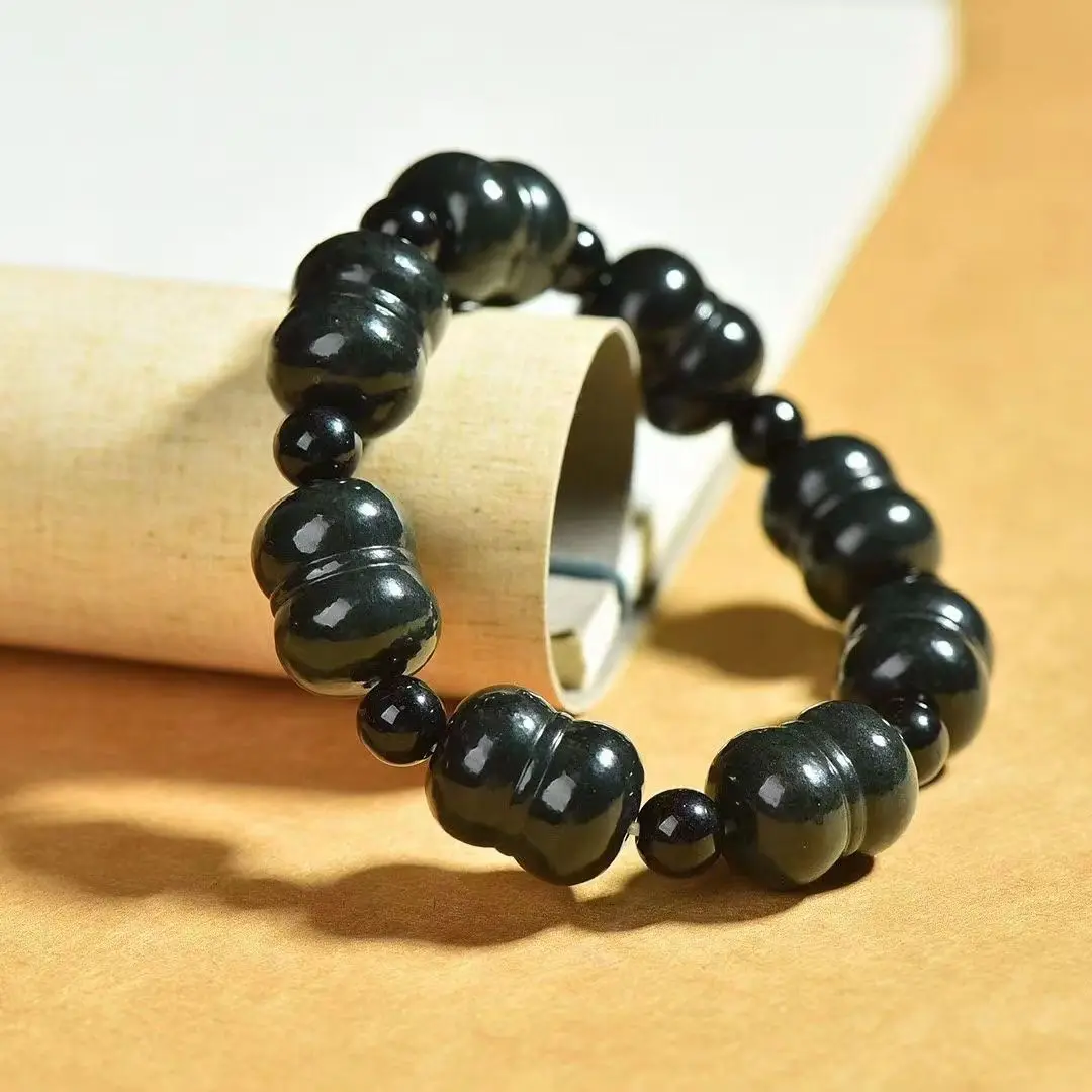 

Natural Nephrite Green Jade Bracelet Men Women Healing Gemstone Fine Jewelry Genuine Chinese Hetian Jade Lucky Amulet Bracelets