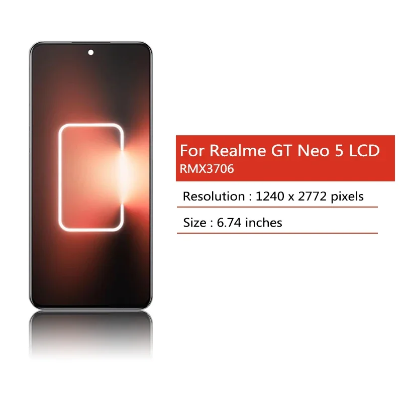 6.74“New AMOLED For Oppo Realme GT Neo 5 RMX3706 LCD Display Screen+Touch Panel Digitizer For Realme GT Neo5 Display