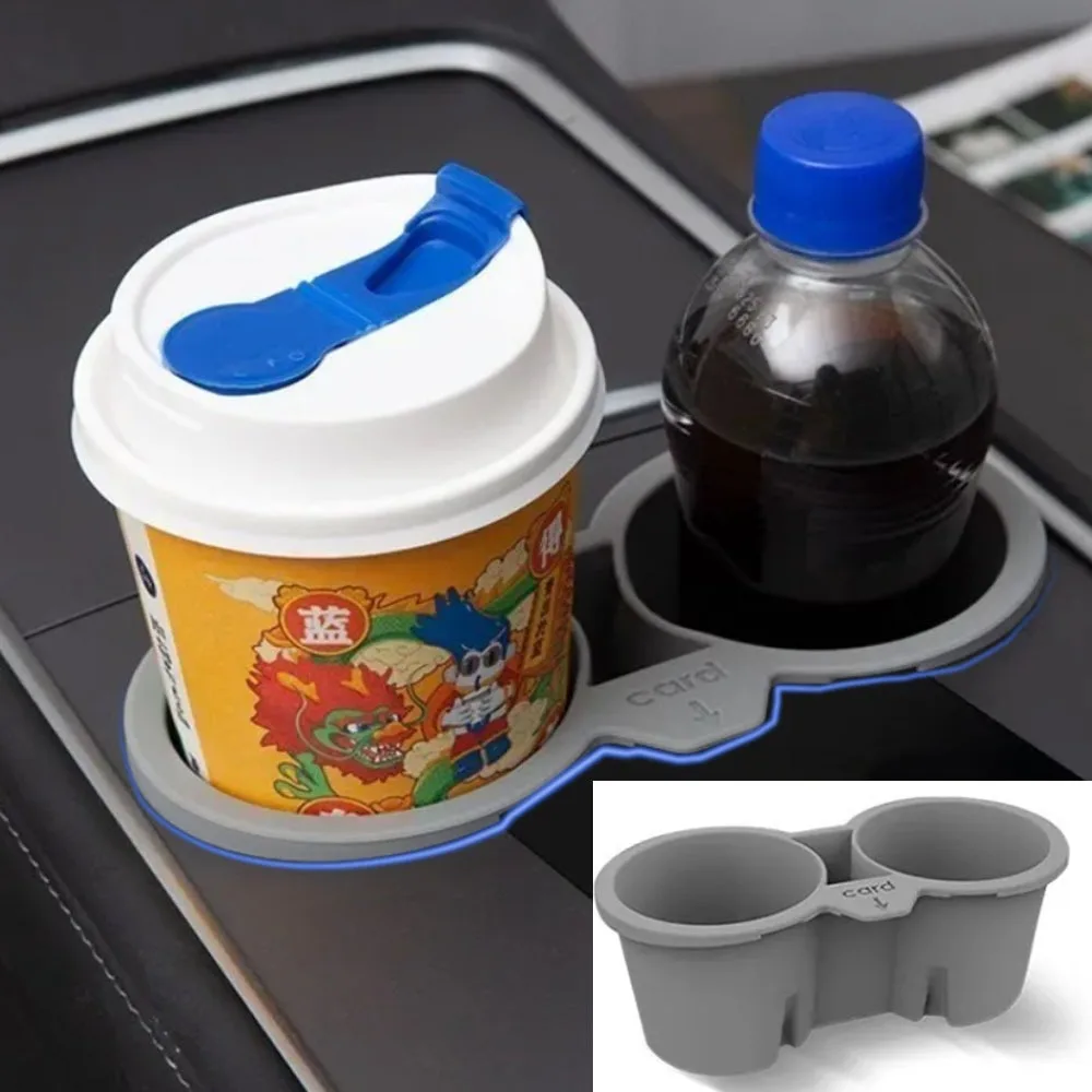 

Car Storage Box Car Water Cup Holder for Tesla Model 3/Y 2020-2023 Console Drinking Bottle Insert Holder Universal Double Hole