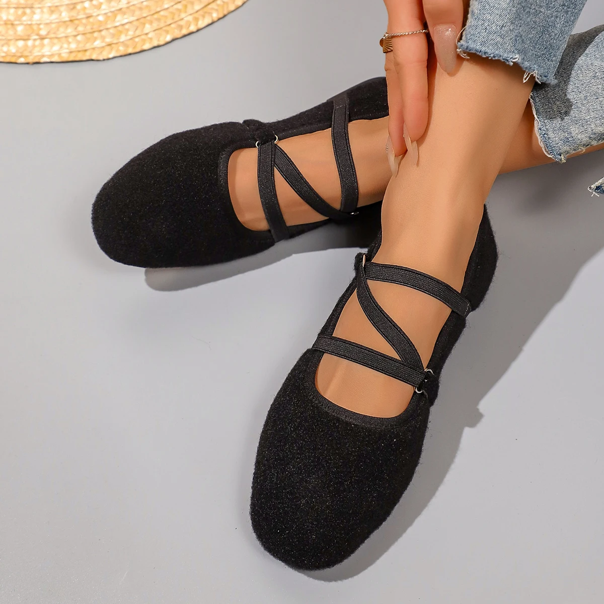 Women's Simple Cross-Strap Mary Jane Ballet Flats