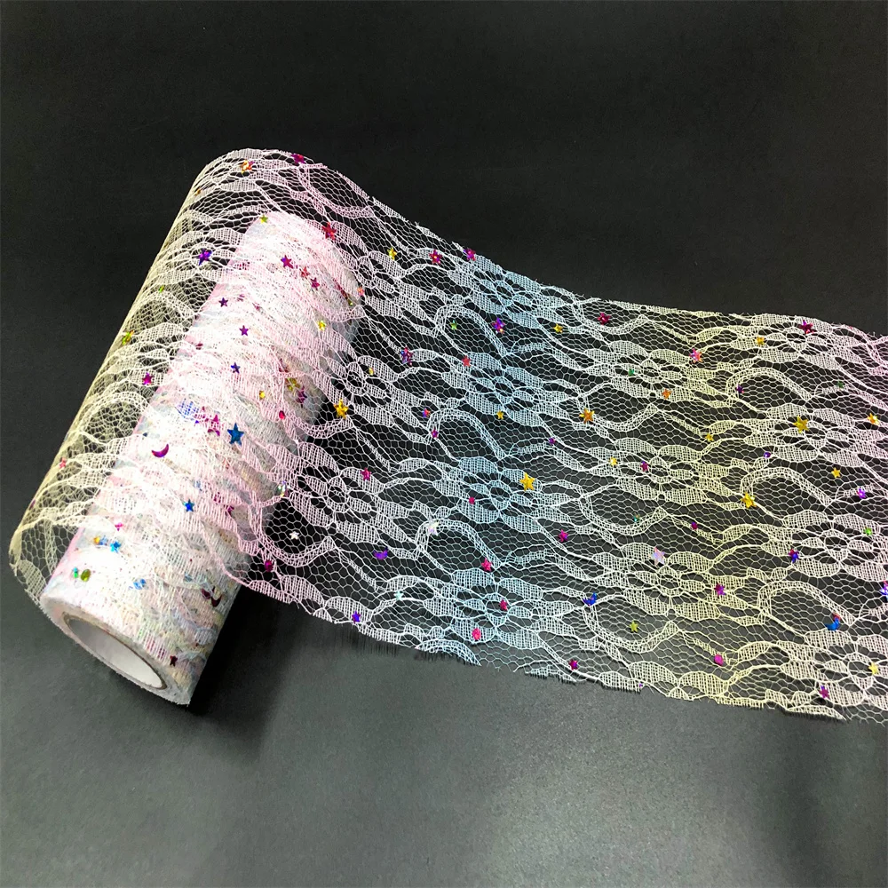 

Tulle Roll Lace Rainbow Gradient for DIY Crafts and Gift Wrapping 6 inches Wide by 10 Yards Long