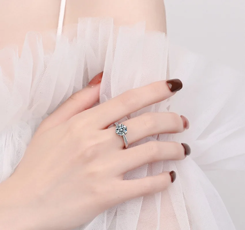 2CT Moissanit 925 Sterling Silber Ring Luxus für Damen Verlobung Hochzeit Einfacher Schmuck Geburtstagsgeschenke Mode Hohe Qualität – Detail 4