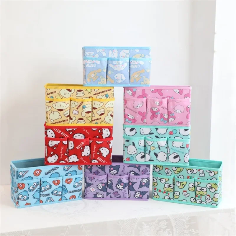 Cinnamoroll Hello Kitty Anime Kawaii Sanrio Foldable Cosmetics Storage Box Cute Kuromi Desktop Stationery Organizer Case Gifts