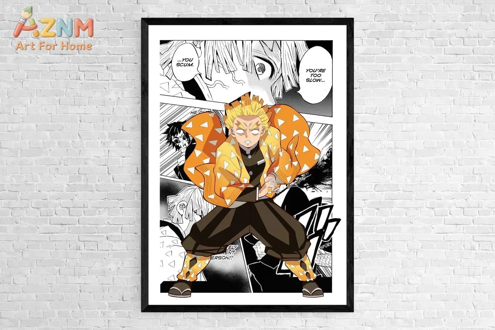 AZNM Demon Slayer Anime Canvas Wall Art Tanjiro Nezuko Manga Panel Background Canvas Print Bedroom Home Decor Poster