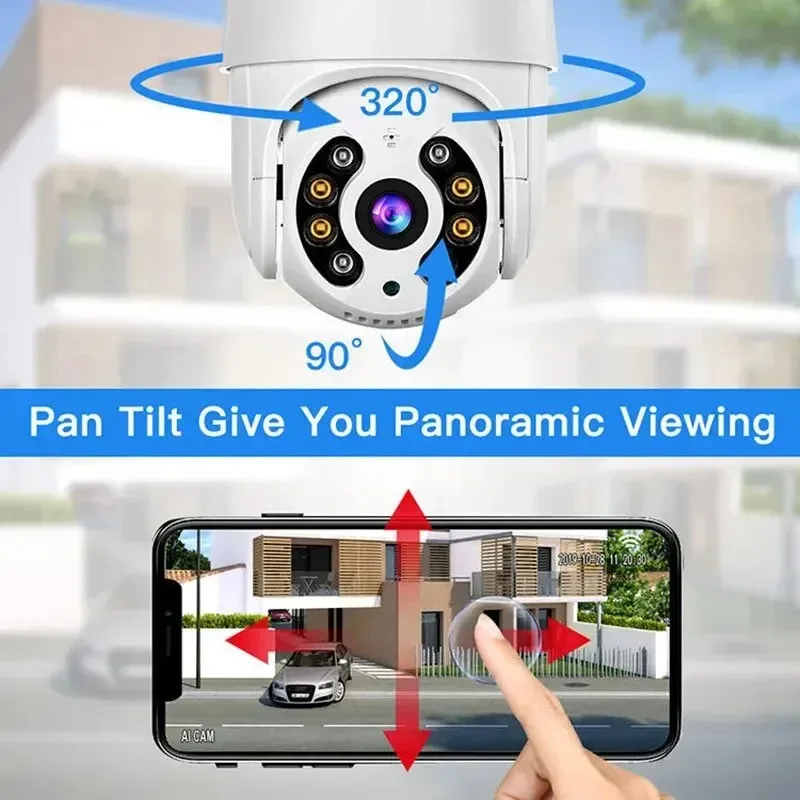 8MP 4K WiFi Camera Speed Dome Auto Tracking PTZ Camera WiFi Smart Home Outdoor WiFi Surveillance Camera For Home Monitor