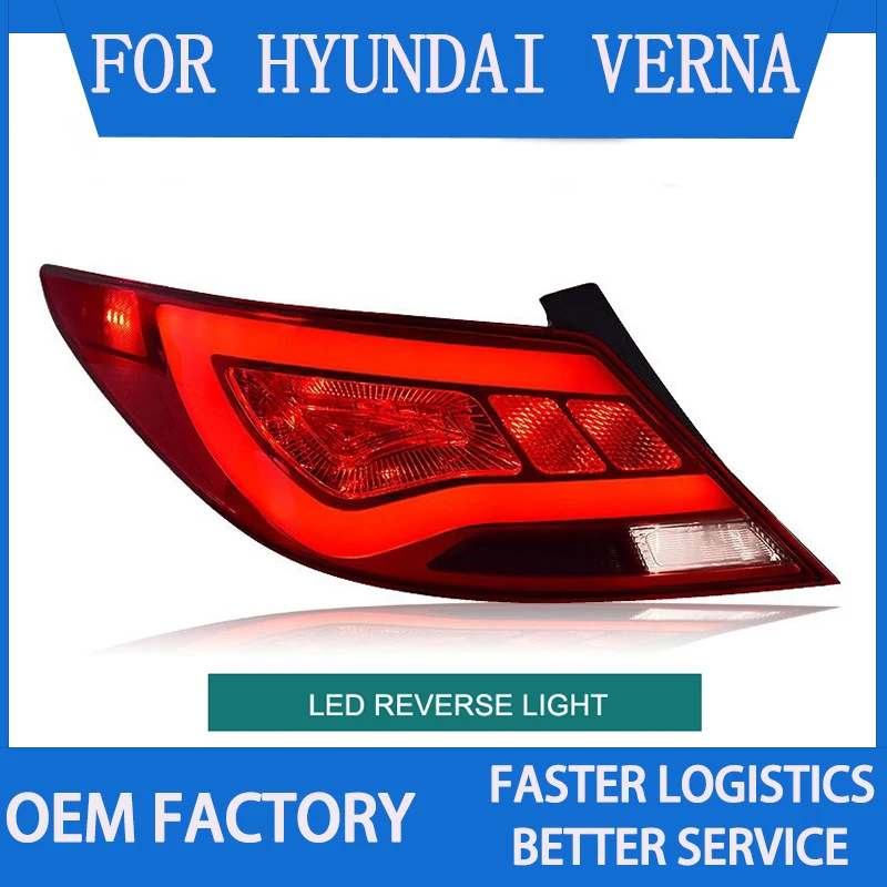 LED Tail Lamp for Hyundai Accent/Verna/Solaris 2010 2011 2012 2013 Red Smok Black LED Tail Light Turning Signal and Brake Light