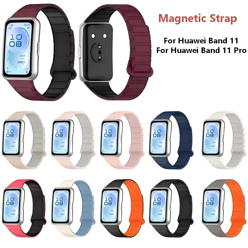 Pulseira Magnética para Smartwatch Huawei Band 11 Pro, Pulseira de Substituição para Huawei Band 11, Acessórios para Pulseira Inteligente