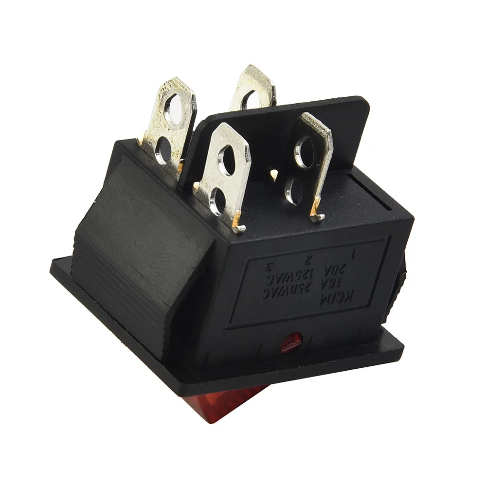 

10pcs Red Light 4 Pin DPST ON/OFF Rocker Switch KCD4 15A/250V 20A/125V AC Control Electrical Instruments Or Meters