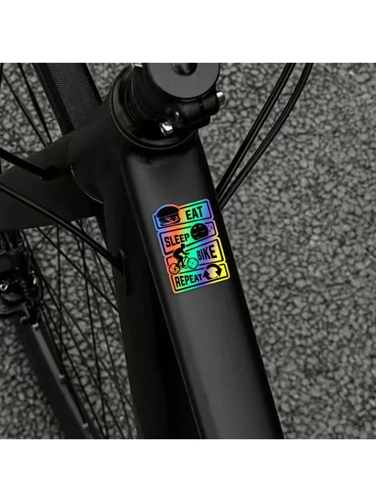 AliExpress NONE 1 piece for eating, sleeping and riding, repeated cycles, bicycle sticker, suitable for outdoor mountain bike frame, upper tube,