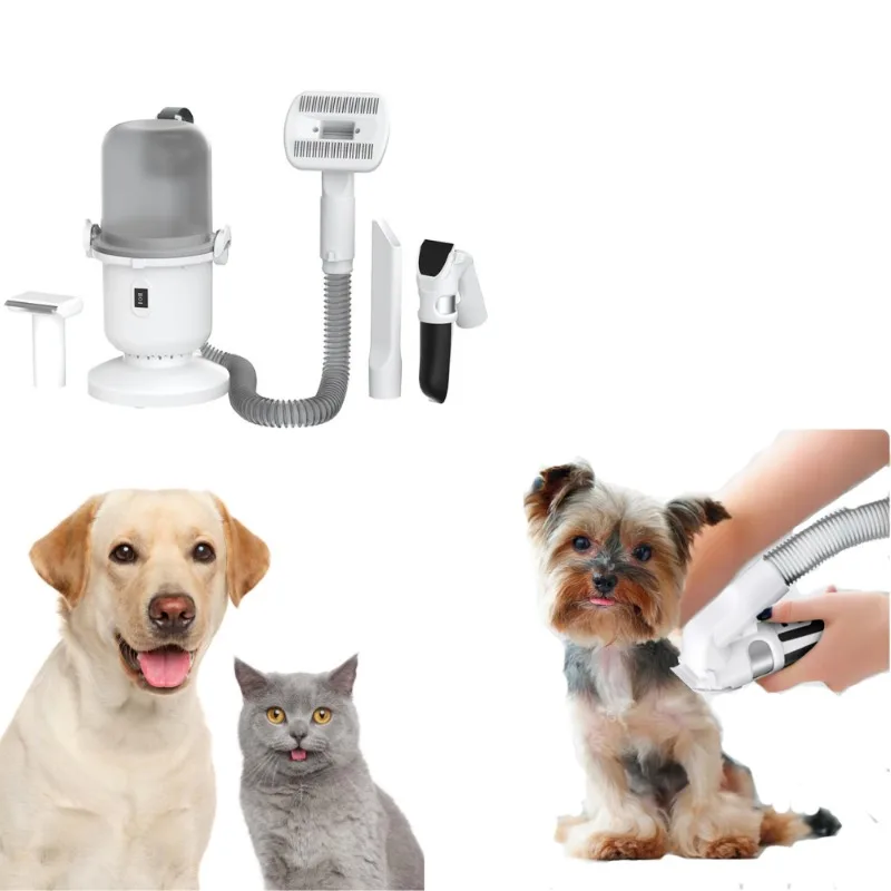 

5 in 1 Pet Grooming Vacuum Brush Kit 1L Dust Cup Dog Hair Vacuum Groomer with 4 Hair Combs
