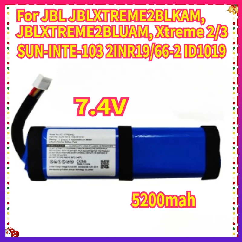 

Battery SUN-INTE-103 2INR19/66-2 ID1019 7.4V 5200mah Battery for JBL JBLXTREME2BLKAM, JBLXTREME2BLUAM, Xtreme 2/3