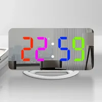 LED Mirror Alarm Clock Digital RGB Color Snooze Clocks Wake Up Adjustable Electronic Large Display Table Decoration Modern New