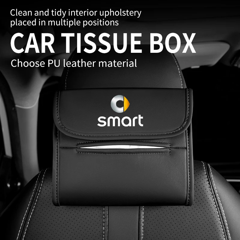 Car Tissue Storage Box Holder Backrest Towel Hanging Tissue Case For Smart Fortwo 451 450 453 Forfour EQ Cabrio Crossblade ROADS