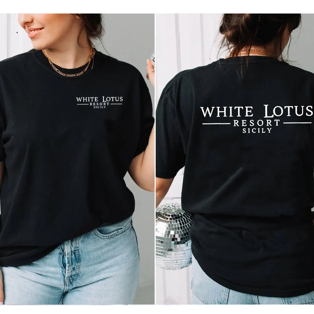 White Lotus Sicily T Shirt White Lotus Season  Shirt White Lotus Resort & Spa Tee Cotton T-Shirt Round Neck Unisex Summer Tops