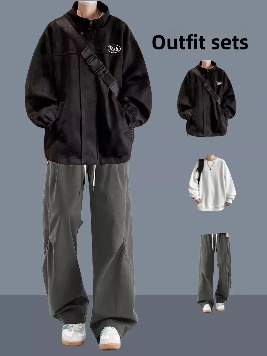 

Men's American Sle Suede Jaet Coat Autumn Winter Fce Lined Stand Collar Outerwear Wear Resistant Dstring Hem