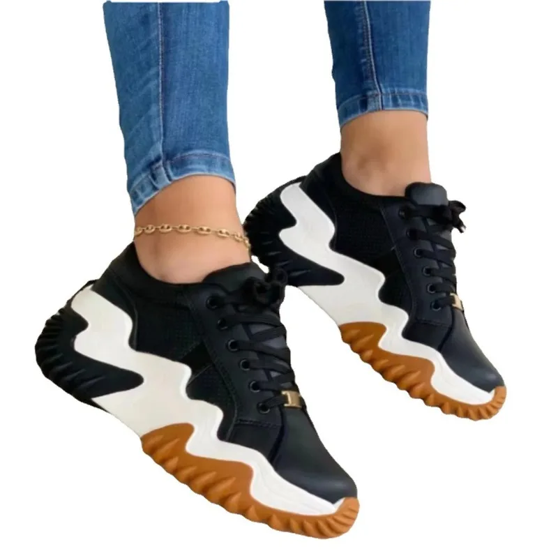 Women's Sneakers Spring Autumn Solid color Fashion Casual Shoes for Women Platform Lace Up Vulcanized Shoes Zapatillas De Mujer