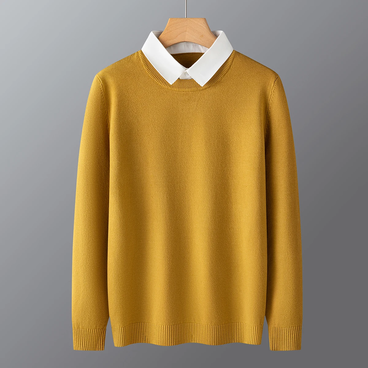 

Pull Homme корейская мода поддельные 2 шт. сращенный дизайн мужской свитер с длинным рукавом универсальные деловые повседневные вязаные свитера тонкие