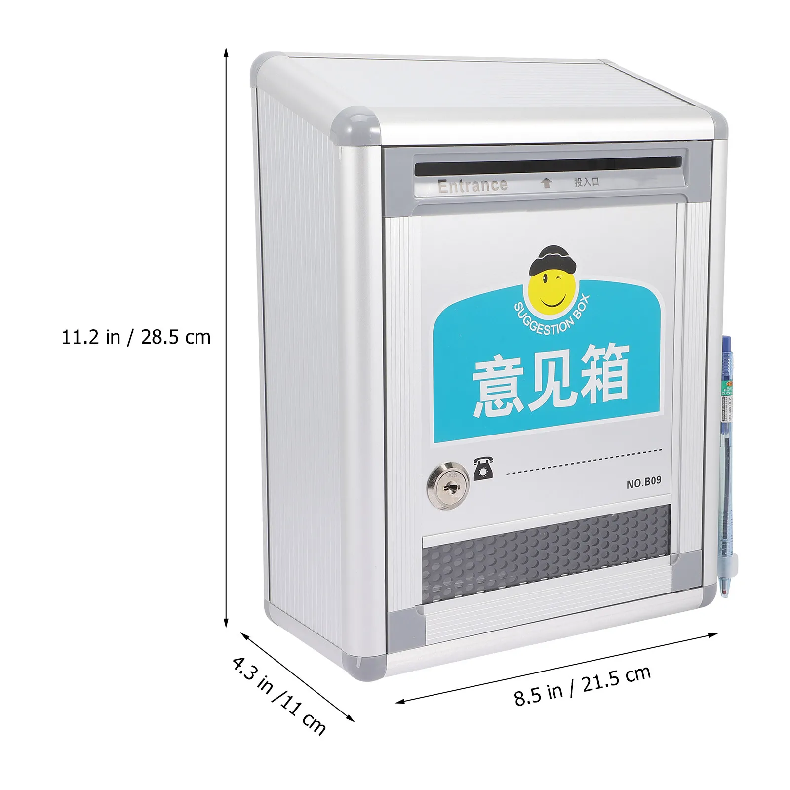 Wall Mount Lockable Suggestion Box Sturdy Rust Resistant Letter Post Storage Mailbox Public Complaint Voting Box