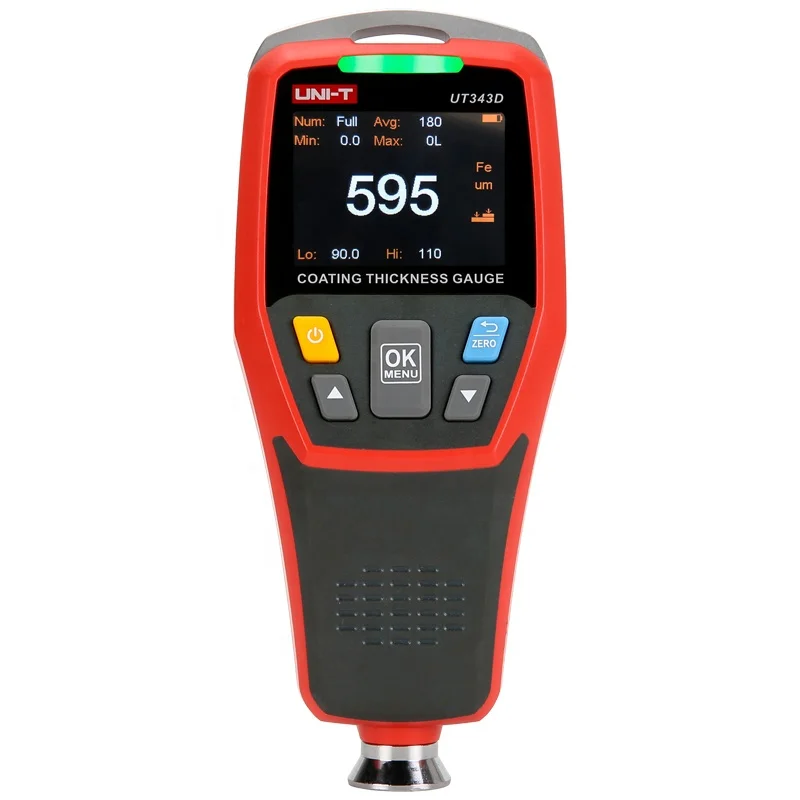UT343D Coating Thickness Gauge Digital Car Paint Film Tester FE/NFE Measure 0~1250um USB Data Storage Rotate LCD