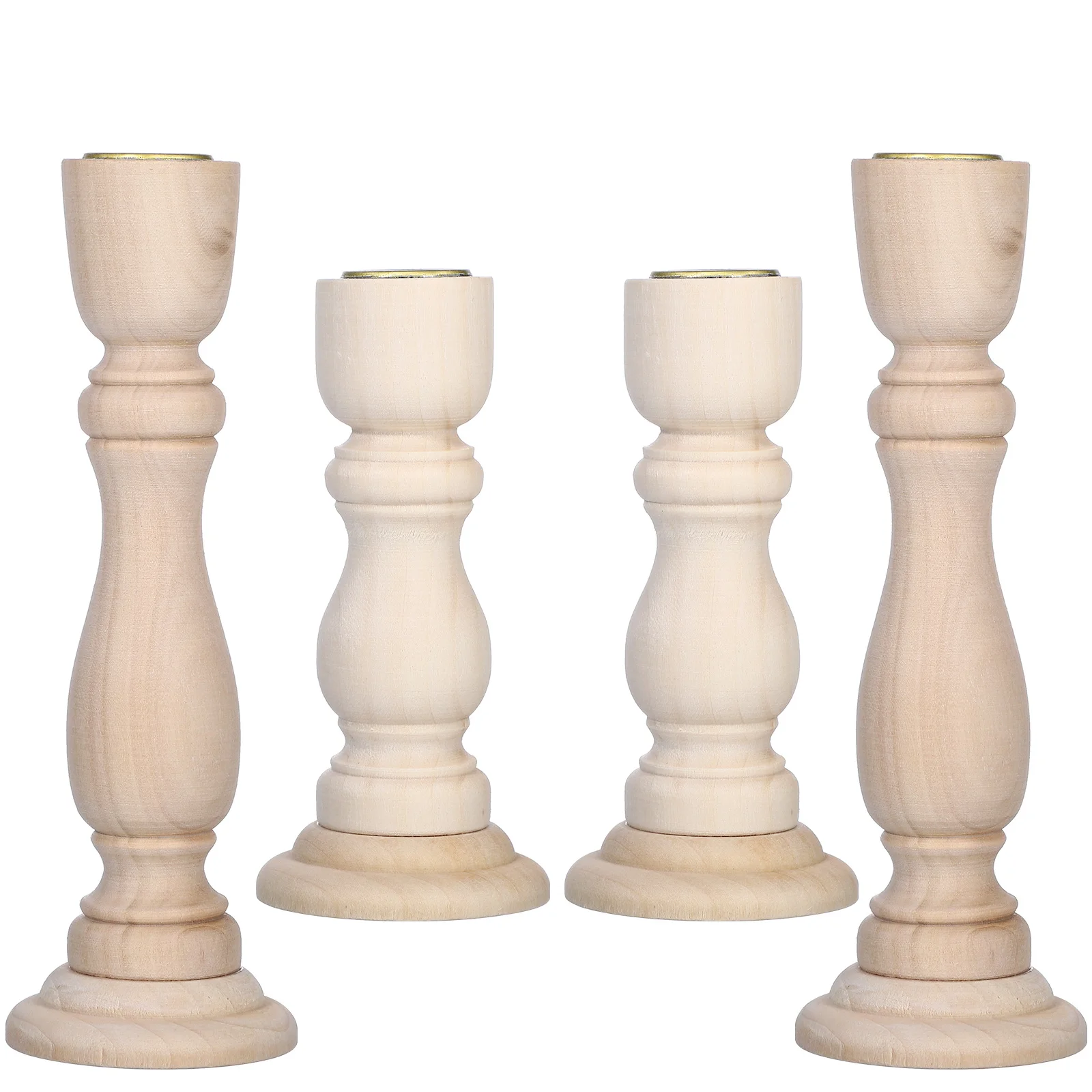 

4pcs Wooden Holders Pillar Rustic Farmhouse Decorative Stands Tall Taper Candlestick For Table Centerpiece Wedding Home