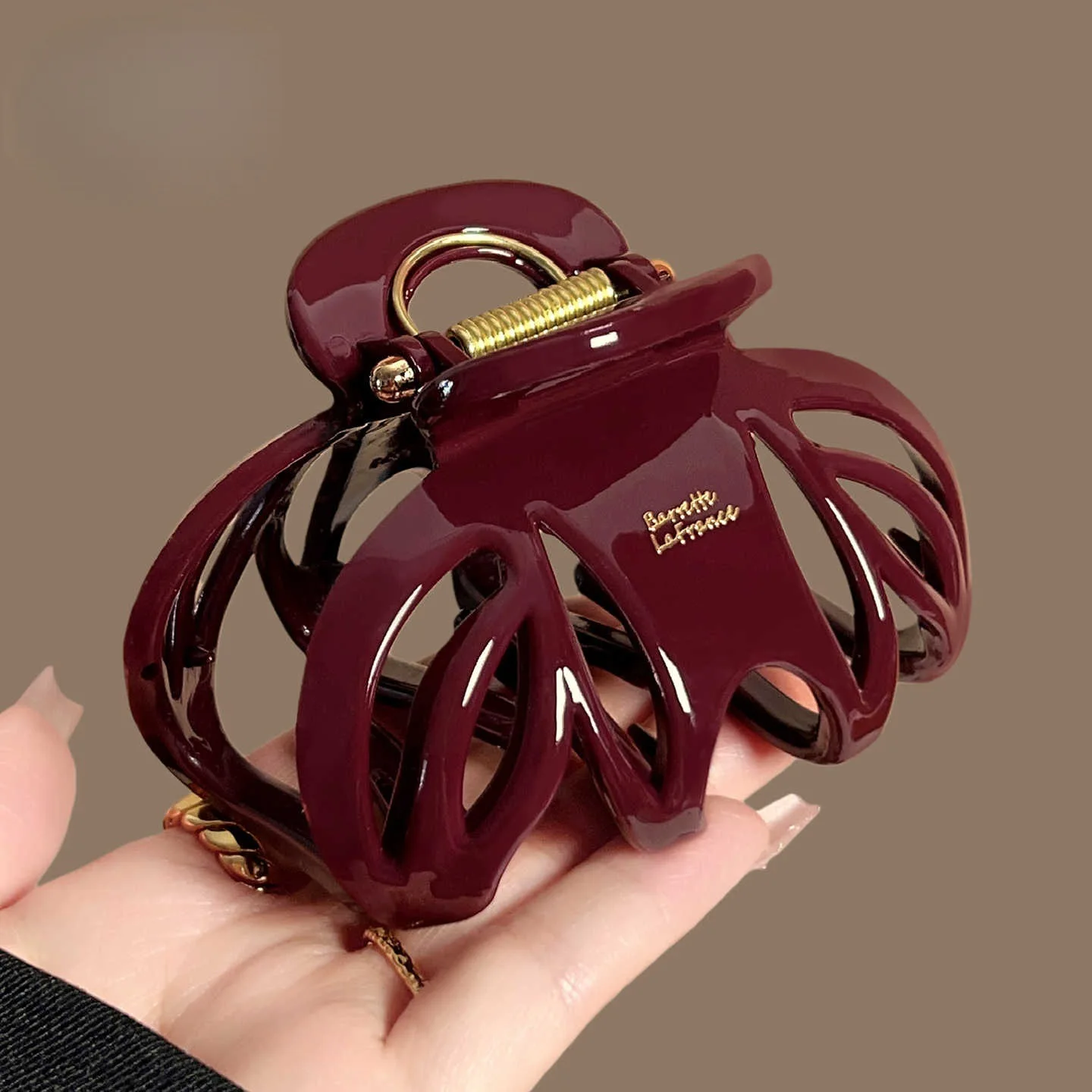 Vvintage Red Black Color Pumpkin Large Hair Claw Clip For Women Elegant Hair Ornament Hold Hair Clamp Hairpin Hair Accessories view 6
