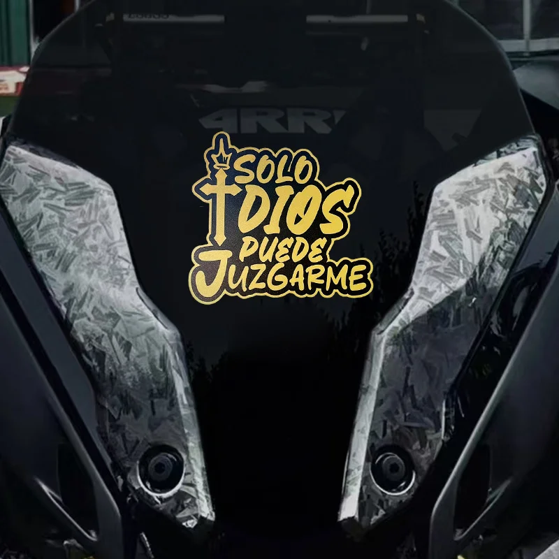 Only God Can Judge Me Gold Spanish Quote Sticker Waterproof Vinyl Decal for Car Truck Motorcycle EV Bumper Decor