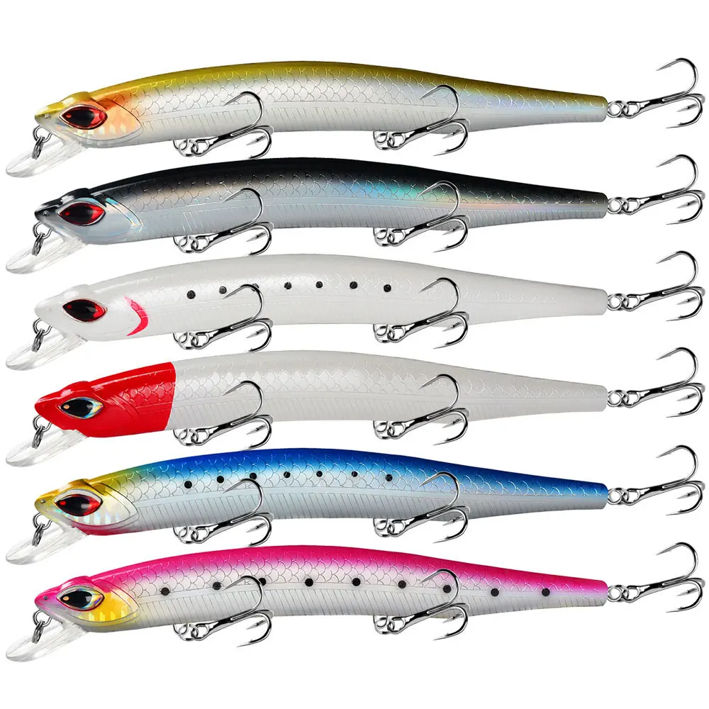 

Floating Long Cast Big Minnow Fishing Lure 17g/32g Hard Bait with 3D Lifelike Eyes Rattling Balls Strong Treble Hooks