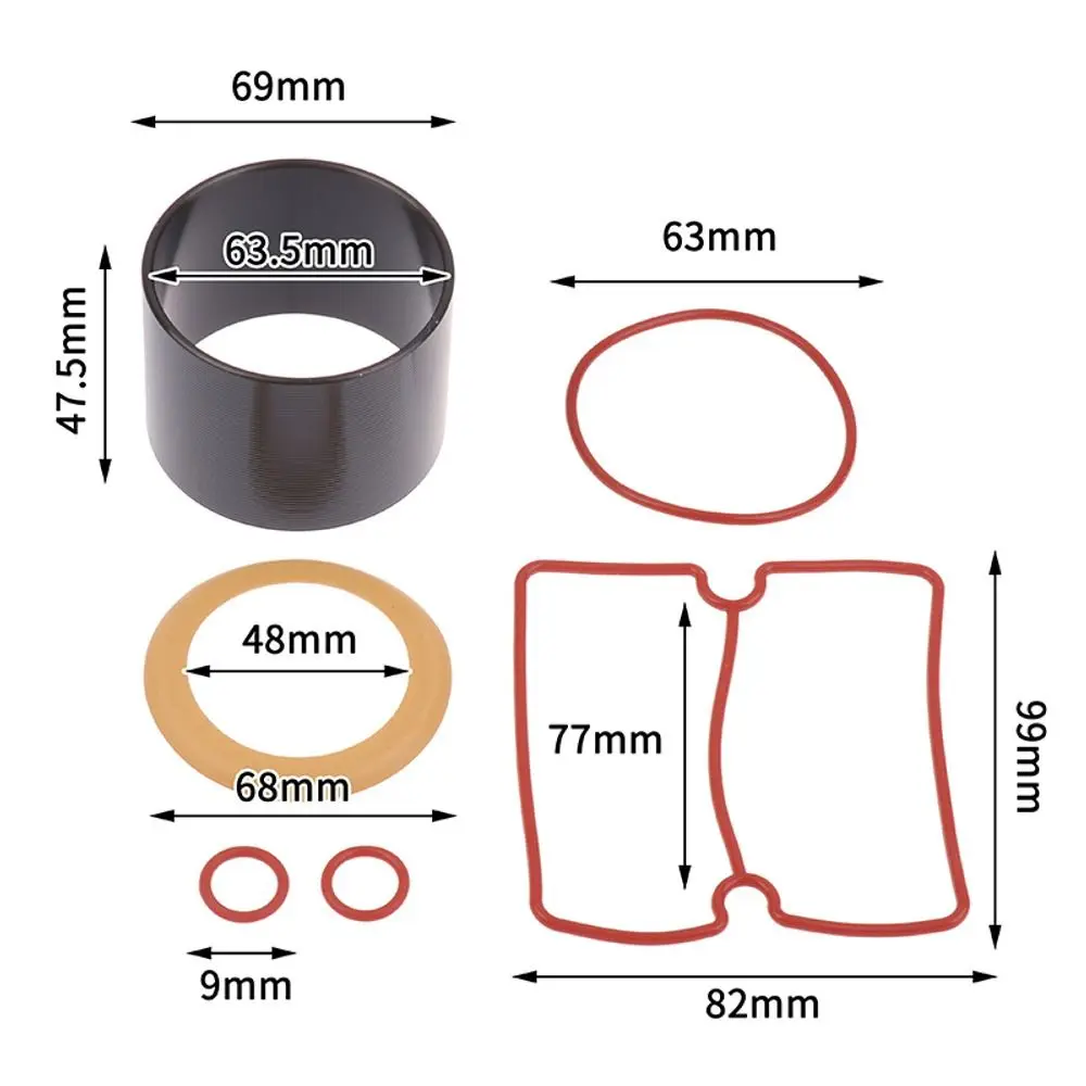 1Set 550W 750W 1100W 1500W Air Compressor Piston Ring Kit Cylinder Sleeve Piston Ring Oil Free Cylinder Kit O Shaped Gasket