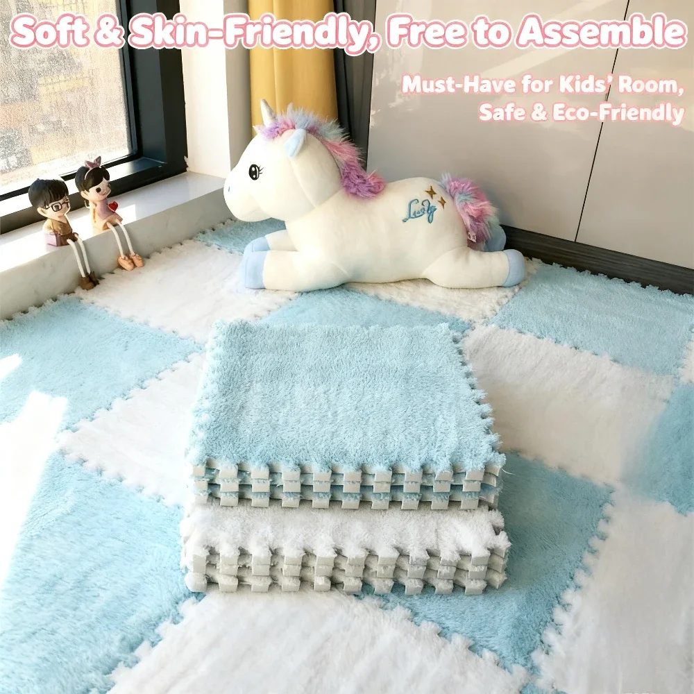 

30x30x1cm 16 Pcs Baby Playmat Kids Foam Rug EVA Non Slip Interlocking Mat Easy To Clean Suitable for Bedroom Foot Mats DHDH