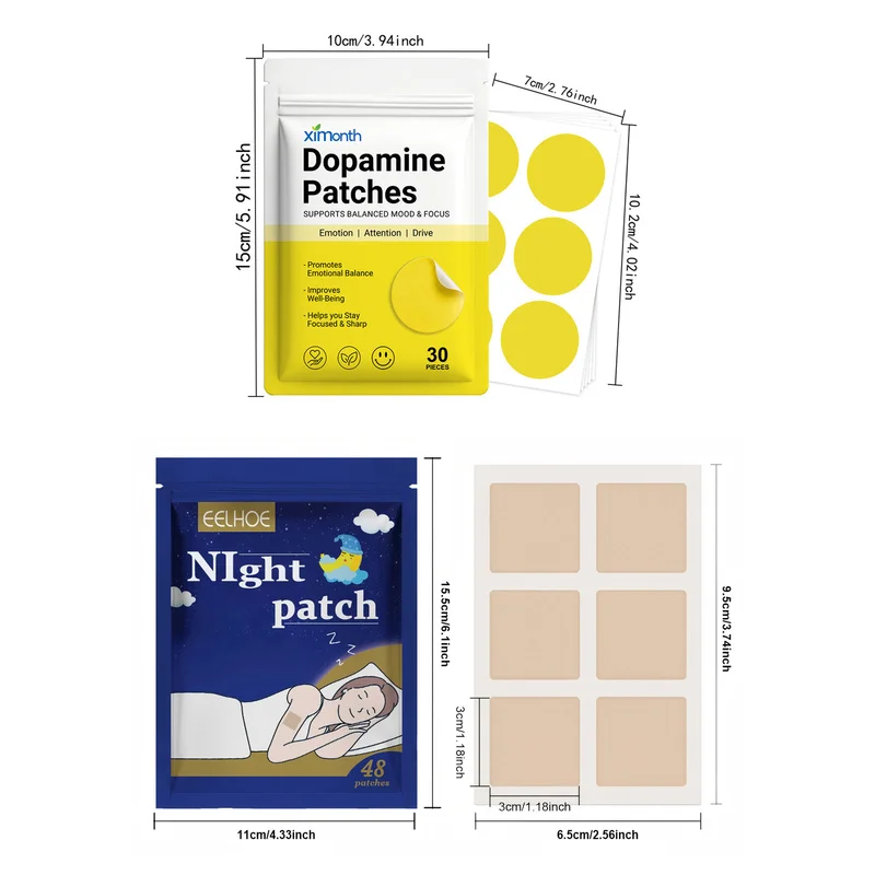 Dopamine Patches & Night Sleep Patches, Transdermal Wellness Stickers for Mood Balance & Night Relax, 78Pcs Total