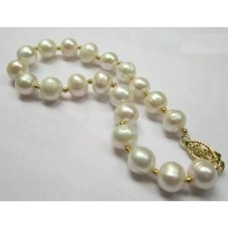 

7.5-8" AAA+ 7-8MM BAROQUE SOUTH SEA WHITE PEARL WOMEN'S BRACELET 14K YELLOW GOLD CLASP